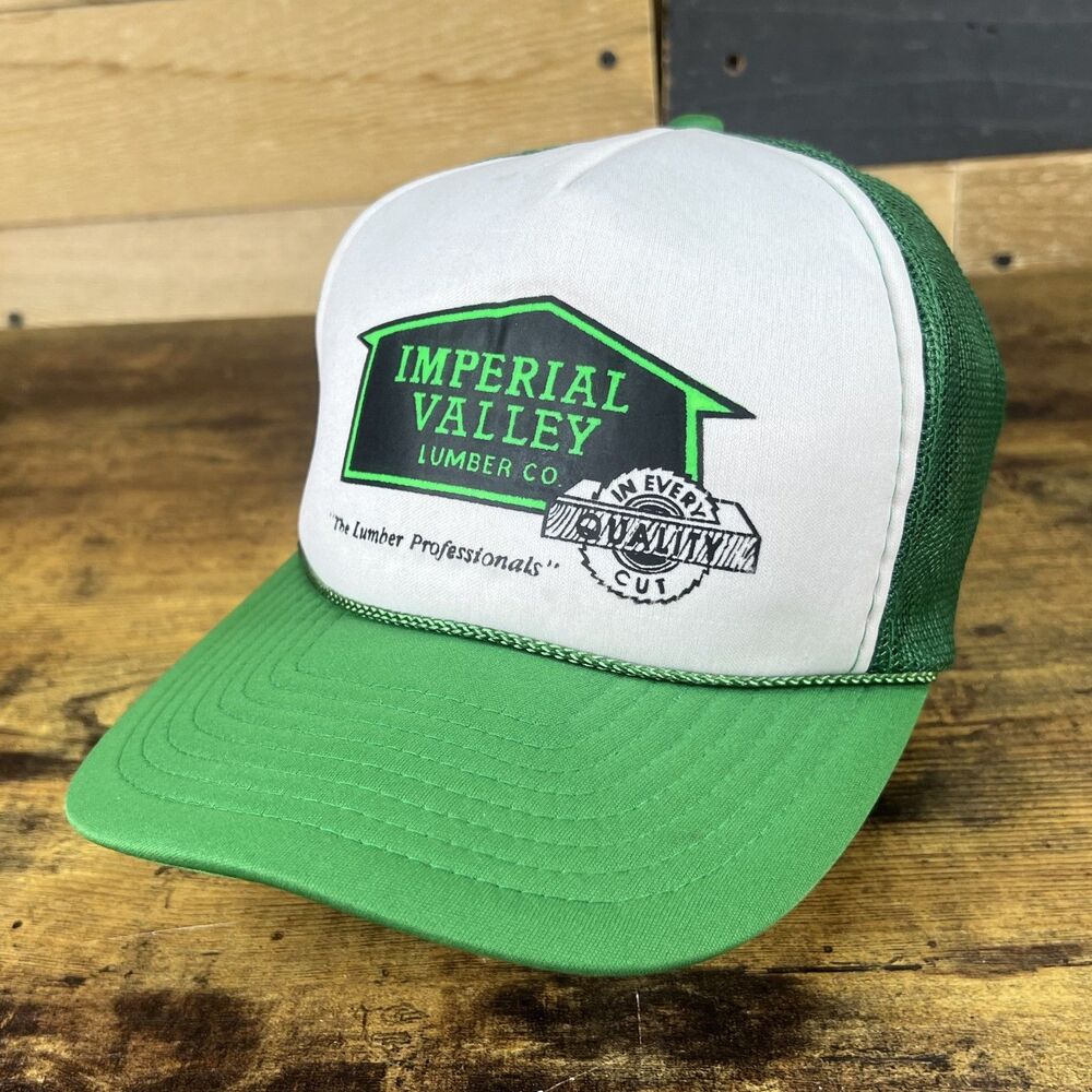 Imperial Valley Lumber Co Vintage Green Trucker Mesh Snapback Hat Baseball Cap